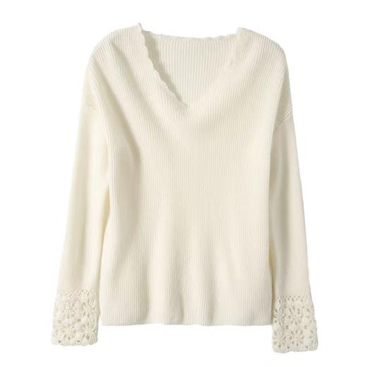 小花边 软糯一见倾心【羊毛羊绒套头长袖针织衫】套头设计 简单搭配 商品图4