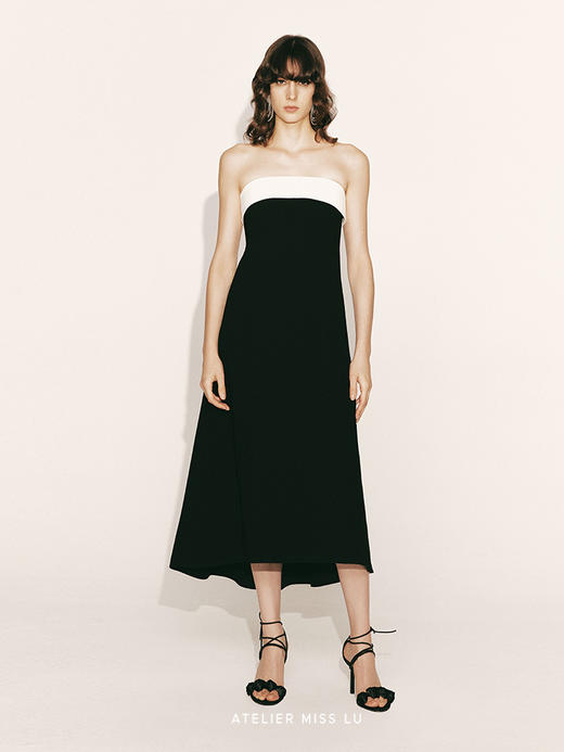 【吟游诗人】弧形撞色A字抹胸连衣裙230000011 商品图0