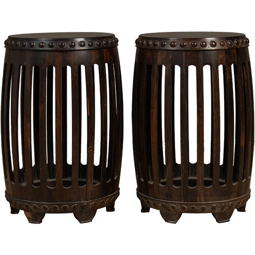 二十世纪 紫檀直棂鼓凳（一对） 商品图5