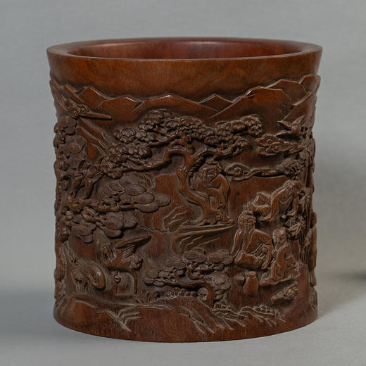 清 红木文人雅集笔筒 商品图0