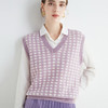 【100%羊毛V领羊毛衫】秋冬格子马甲 拼色宽松坎肩 羊绒毛衣针织背心 商品缩略图1