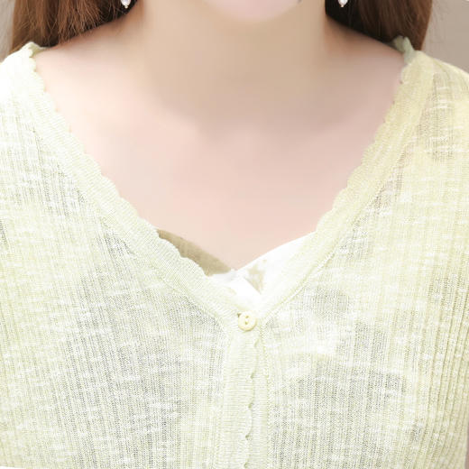 简约时尚，秋款印花中长款雪纺连衣裙长袖轻薄外套两件套QYM-FL-F23B07-L 商品图3