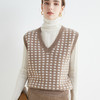 【100%羊毛V领羊毛衫】秋冬格子马甲 拼色宽松坎肩 羊绒毛衣针织背心 商品缩略图0
