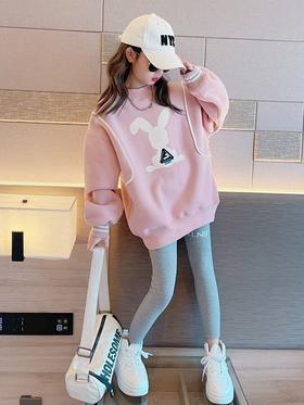 【时尚百搭！圆领卫衣童装】新款女童春秋卫衣，韩版设计，中长款上衣，适合中大童穿着。li