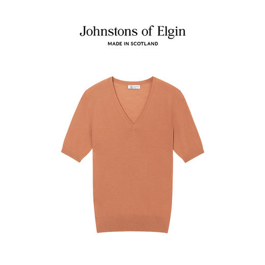 Johnstons of Elgin女士无缝针织V领羊毛针织短袖T恤 商品图5