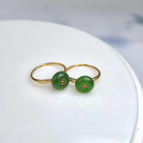 碧玉戒指-镂空平安扣