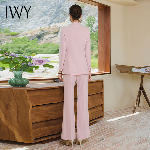 IWY/粉色设计感收腰显瘦系带长袖西装喇叭裤时尚套装女秋季新款CP1841 商品图4
