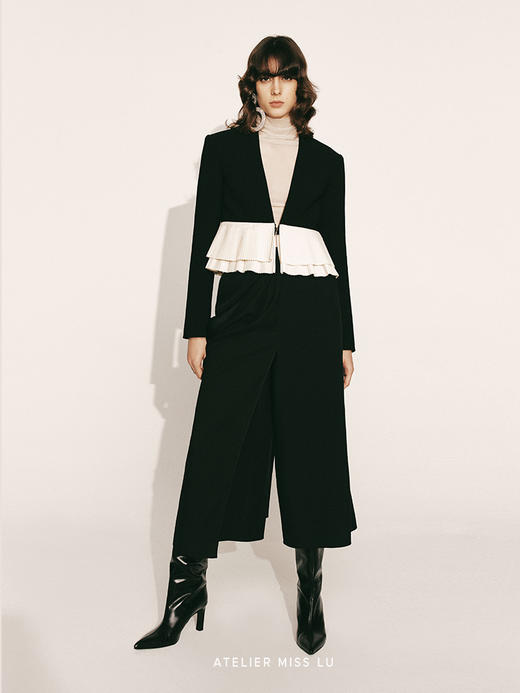 【多云绵绵】双层百褶撞色拼接短外套230054 商品图0