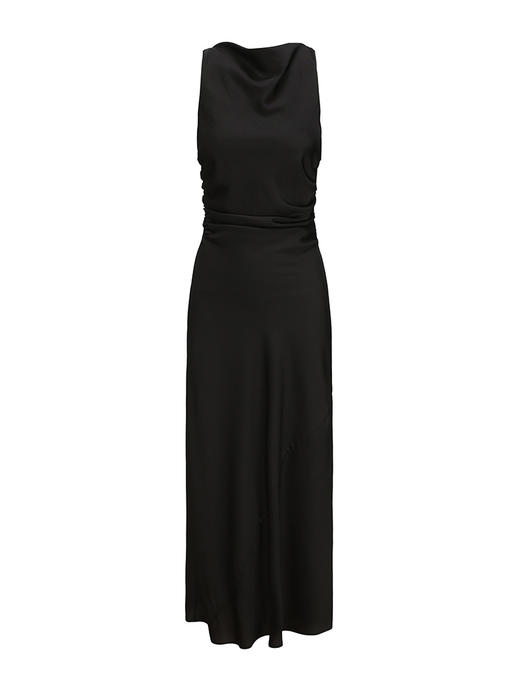 【月下信使】交叉露背褶皱设计收腰长裙230000017A 商品图4