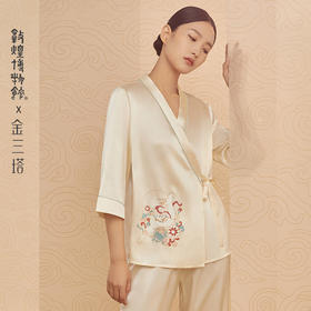 金三塔 敦煌系列-女重磅真丝斜襟定位花衣裤套YSFCA214