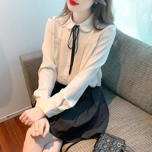 法式通勤娃娃领衬衫，秋装新款蝴蝶结雪纺衫上衣AYL-3051 商品图2