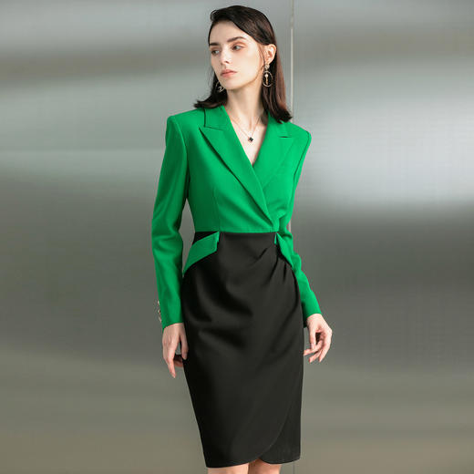 WQ/黑绿拼接高级感连衣裙223182Q1 商品图1