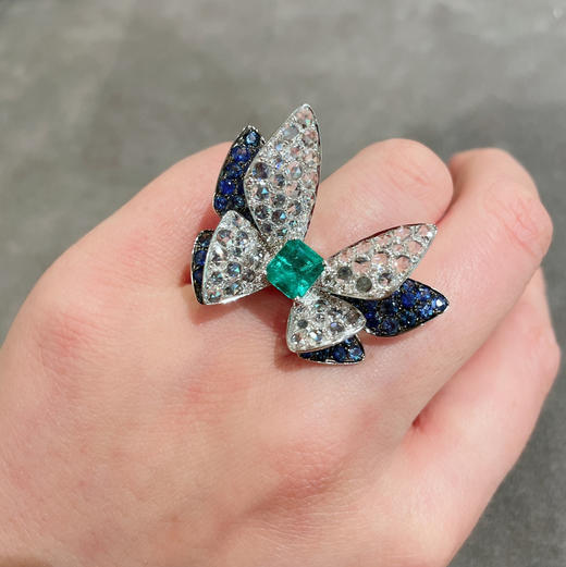 【化蝶】祖母绿蝴蝶戒指胸针两用-CB2101376 商品图5