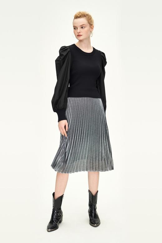 URBAN REVIVO 黑色休闲泡泡袖上衣 9615 商品图2