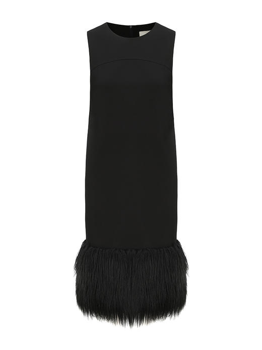 【凡尔赛迷雾】裙摆环保皮草重工拼接直身连衣裙230000012 商品图4