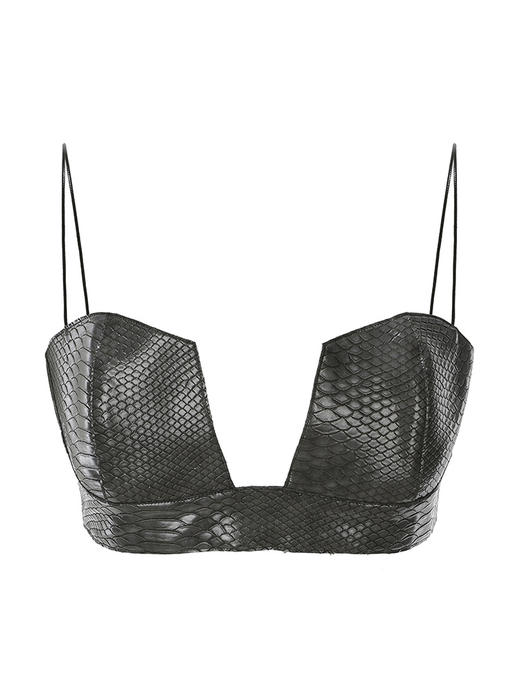 【恶魔之眼】鳄鱼压纹环保皮质几何形胸衣吊带230064 商品图4