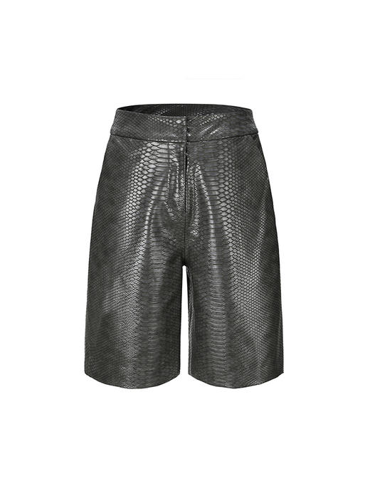 【银色月光】鳄鱼压纹环保皮质中裤2300034C 商品图4