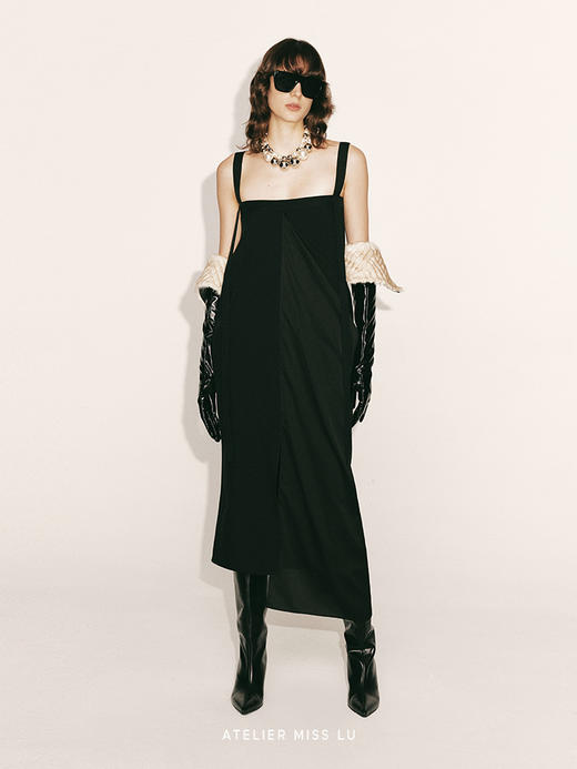 【飘逸之翼】不规则飘片设计吊带直身连衣裙230000024 商品图0