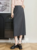 【专属特价】熙世界复古灰色中长款西装半身裙女秋新款通勤职场开叉直筒包臀裙 商品缩略图2