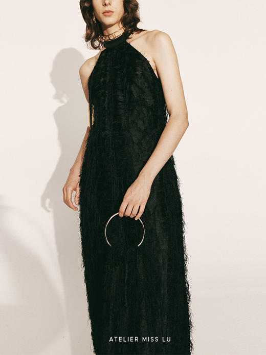 【璀璨流光】纤细羽毛流苏挂脖连衣裙230000019 商品图2