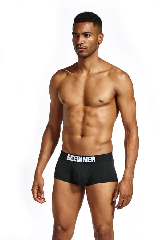 希内男士透气提臀修身性感纯色平角裤 商品图4