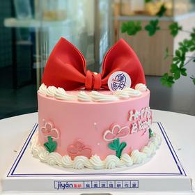 裱花红色蝴蝶结（蛋糕需提前6小时下单，不接急单）【页面往下拉，有尺寸和口味选择】