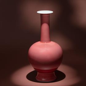 豇豆红釉 鹤颈瓶 谷雨山房