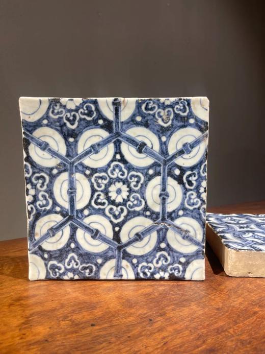 青花绘六方框如意纹瓷板地砖，顺丰包邮 商品图0