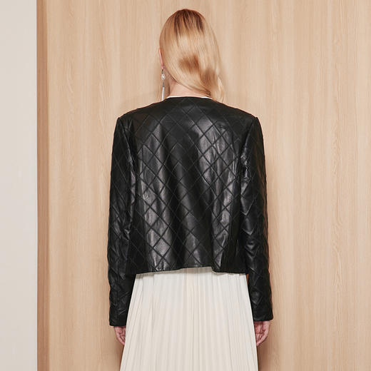 EITIE爱特爱秋季新款女装时尚通勤干练显瘦外套女短款皮衣7193804 商品图4