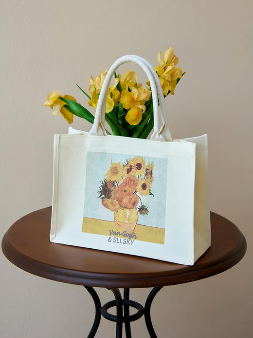 熙世界&梵高联名文艺向日葵帆布袋大容量通勤时尚单肩购物手提袋 商品图2