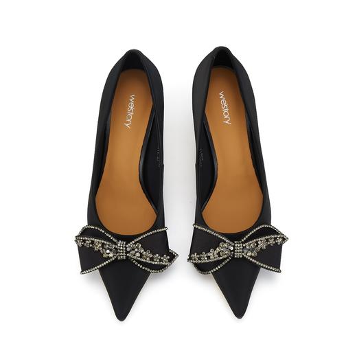 westory2023年秋季新款蝴蝶结尖头细高跟鞋百搭浅口单鞋S23CE73831 商品图5