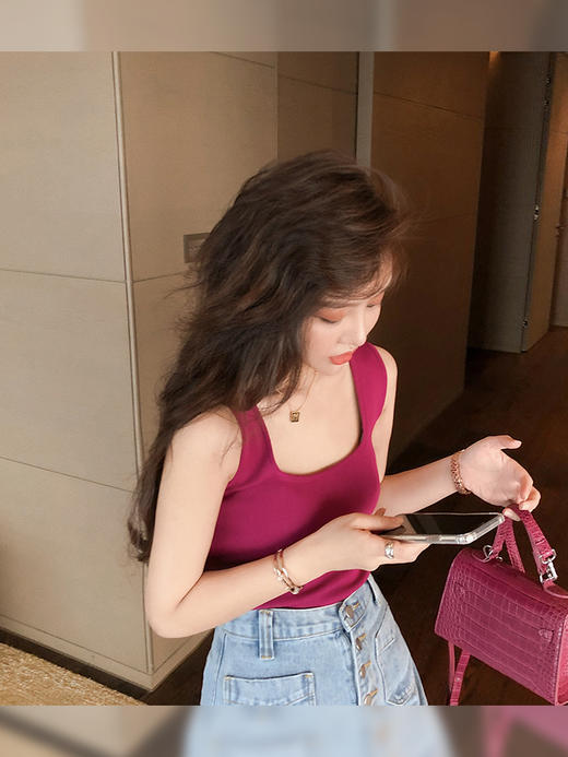 <曾小咸推荐> 网红针织小吊带背心黑色无袖t恤内搭打底 商品图1