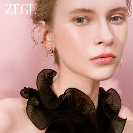 ZEGL设计师十字架系列金色复古流苏耳夹女无耳洞耳骨夹耳环耳饰品 商品图3