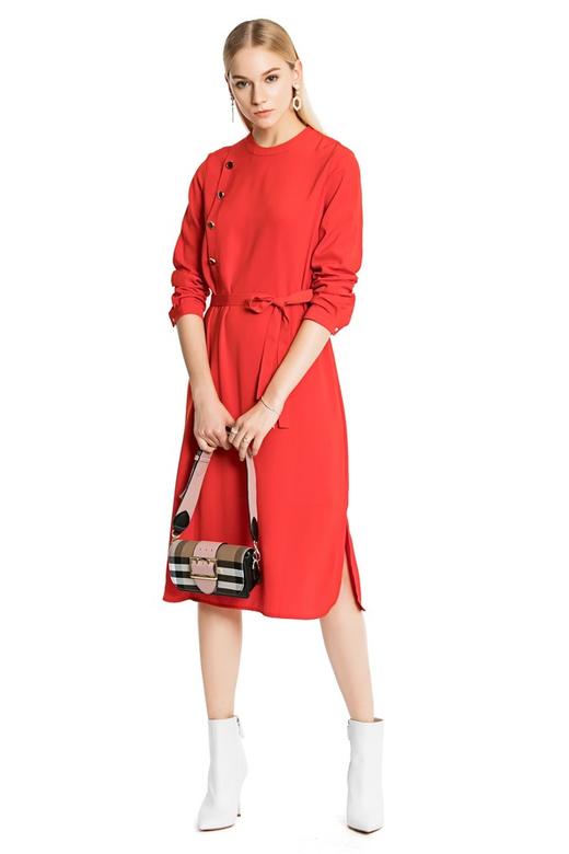 NOIR 纽扣装饰束腰连衣裙 3954 商品图4