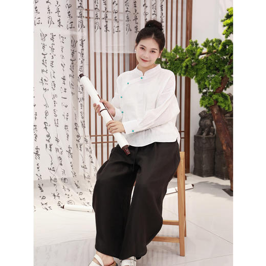 【抖音专属】中式斜襟小衫（23810453B-山矾） 商品图1