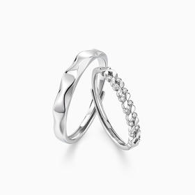 KADER卡蒂罗 花之恋情侣对戒 浪漫小众设计戒指 镶钻S925银 对戒 男女同款情侣款