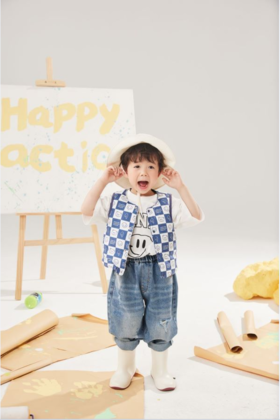 【2023新款】兔兔小布棋盘格小熊羽绒马甲