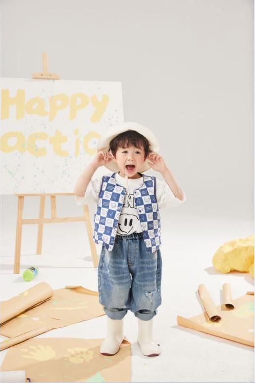 【2023新款】兔兔小布棋盘格小熊羽绒马甲 商品图0