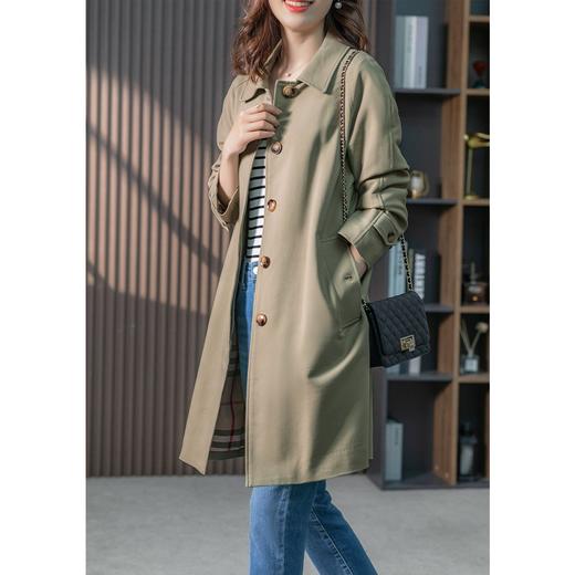 【现货7天】中长款风衣外套女秋2023新款韩版英伦风时尚气质休闲显瘦大衣 商品图0