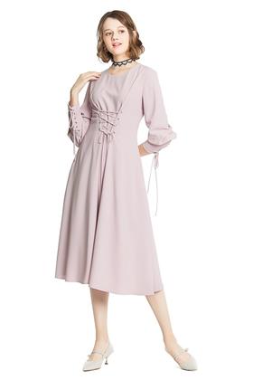 OCTAVIA 粉色绑带束腰连衣裙 3852