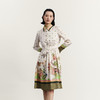 谜底花色连衣裙长袖女2023秋季新款复古文艺印花中长裙233ML1117 商品缩略图0