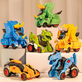 【惯性撞击变形玩具】恐龙汽车模型，碰撞变身车，儿童男孩霸王龙战车li