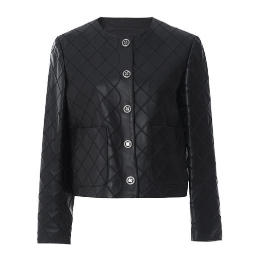 EITIE爱特爱秋季新款女装时尚通勤干练显瘦外套女短款皮衣7193804 商品图5