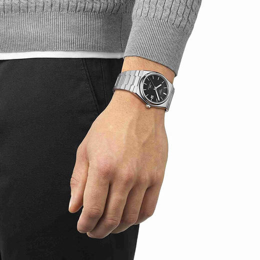【时计廊】天梭（TISSOT） 瑞士手表PRX超级玩家系列机械表钢带男士腕表 夜幕黑盘钢带T137.407.11.051.00 商品图1