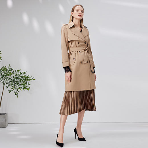 EITIE爱特爱秋季新款气质时尚翻领收腰显瘦百搭风衣外套6704411 商品图1