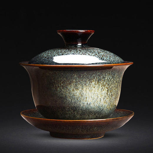 「数款可选！窑变建盏盖碗」天目釉泡茶碗三才碗茶杯 家用大号陶瓷功夫茶具泡茶器餐饮用具 商品图0