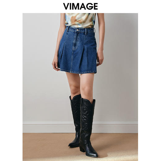 VIMAGE纬漫纪秋季新款设计感高腰百褶裙裤V2005615 商品图3