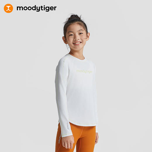 【专属】moodytiger儿童长袖T恤女童秋新款柔软防晒弹力基础百搭运动上衣M33210105 商品图0