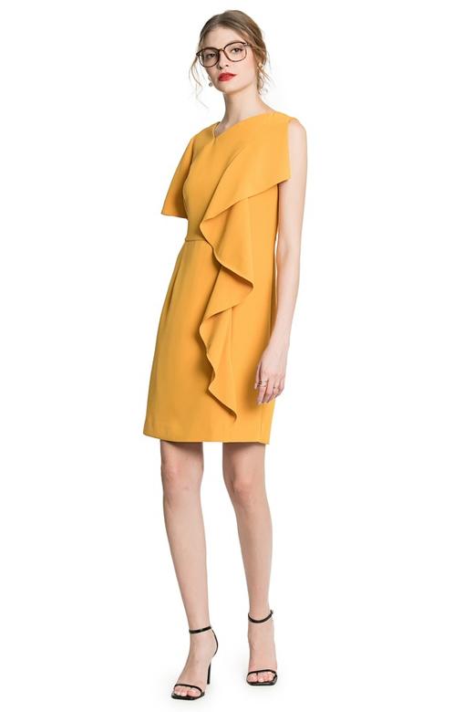 OCTAVIA 黄色荷叶边连衣裙 3419 商品图1