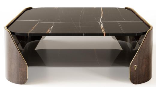 中洲公馆同款 客厅茶几多层实木贴天然木皮亮光漆 商品图0